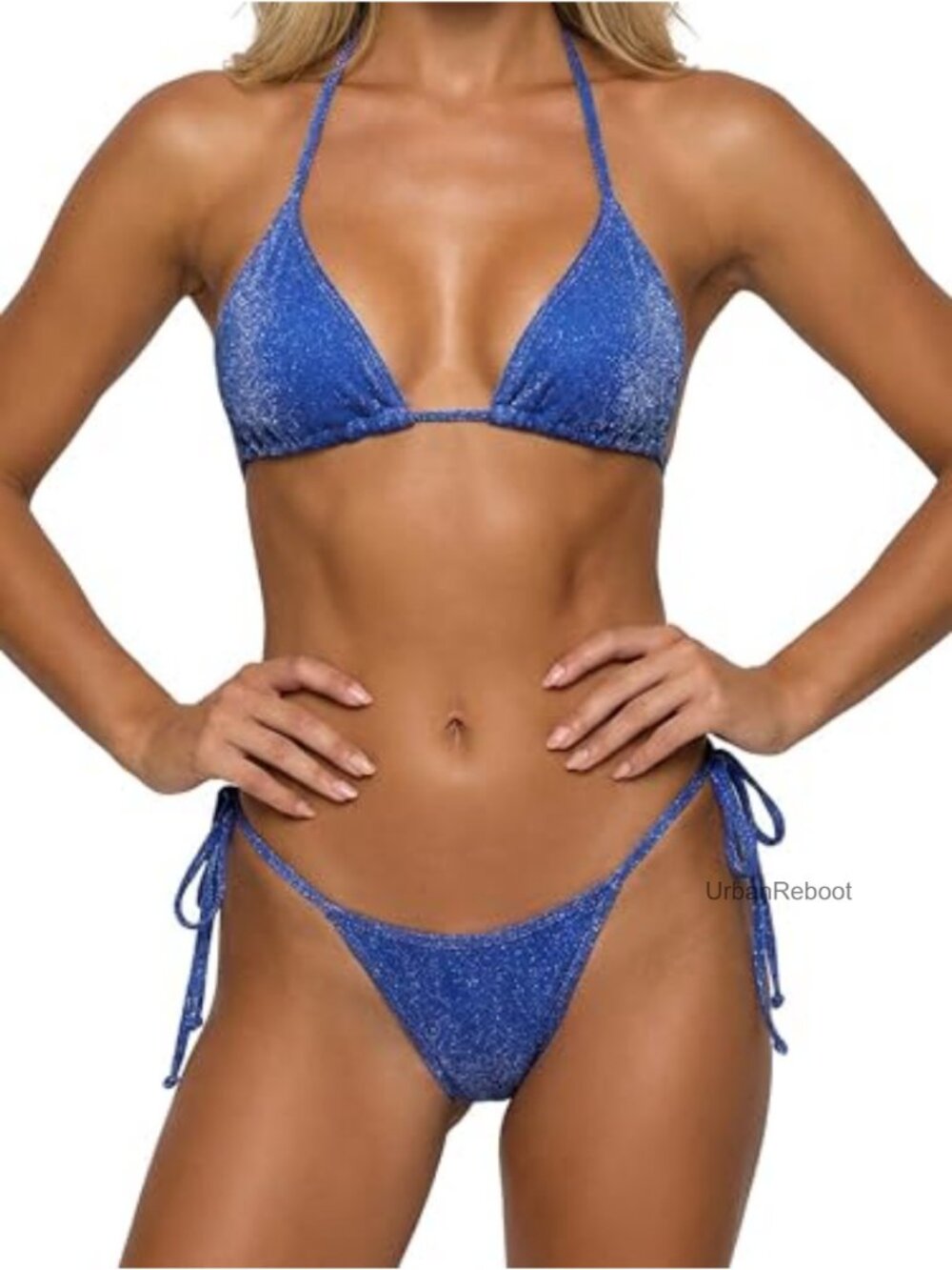Two Piece Triangle Bikini Halter Thong Swimsuit Nylon Spandex